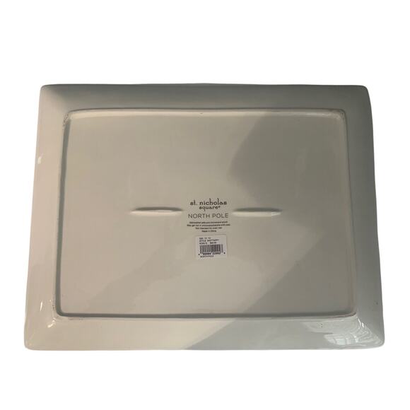 New 16" St Nicholas Square "North Pole" Porcelain Snowman Platter Hand Painted - Picture 5 of 6